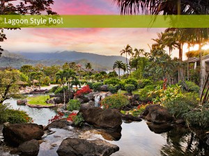 lagoon style pool sunset