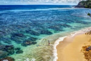 aerial view of the beach in kauai