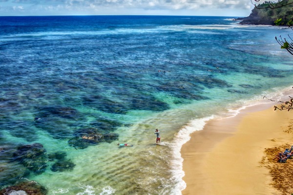 aerial view of the beach in kauai