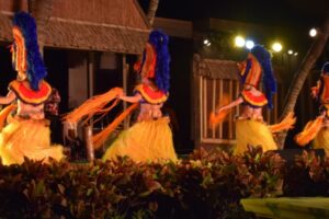 luau dancers at night